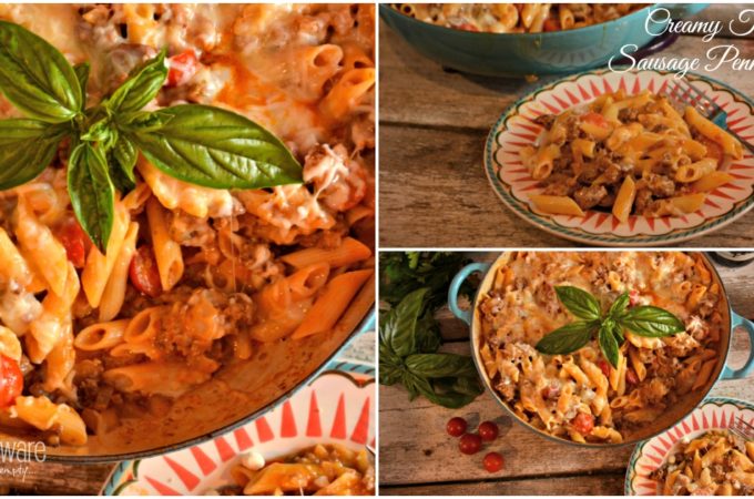 Creamy Tomato and Sausage Penne Pasta is a quick weeknight meal recipe.