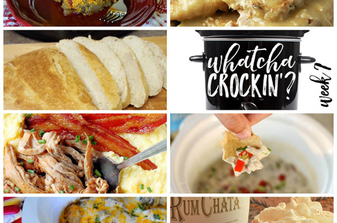 Easy Crock Pot Recipes - This week's Whatcha Crockin' crock pot recipes include Artisan Bread, Crock Pot Chicken Veggie and Rice Casserole, Homestyle Crock Pot Pork Chops, Crock Pot Apple Pumpkin Cake, Sausage Dip, Slow Cooker Apple Butter Glazed Pork Tenderloin, Crock Pot Pumpkin Lattes and more!