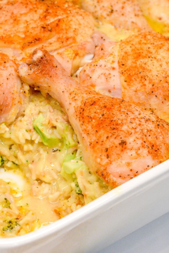 Easy chicken and rice is a simple chicken casserole recipe you bake with two packages of Knorr chicken rice, cream of chicken soup, and chicken.