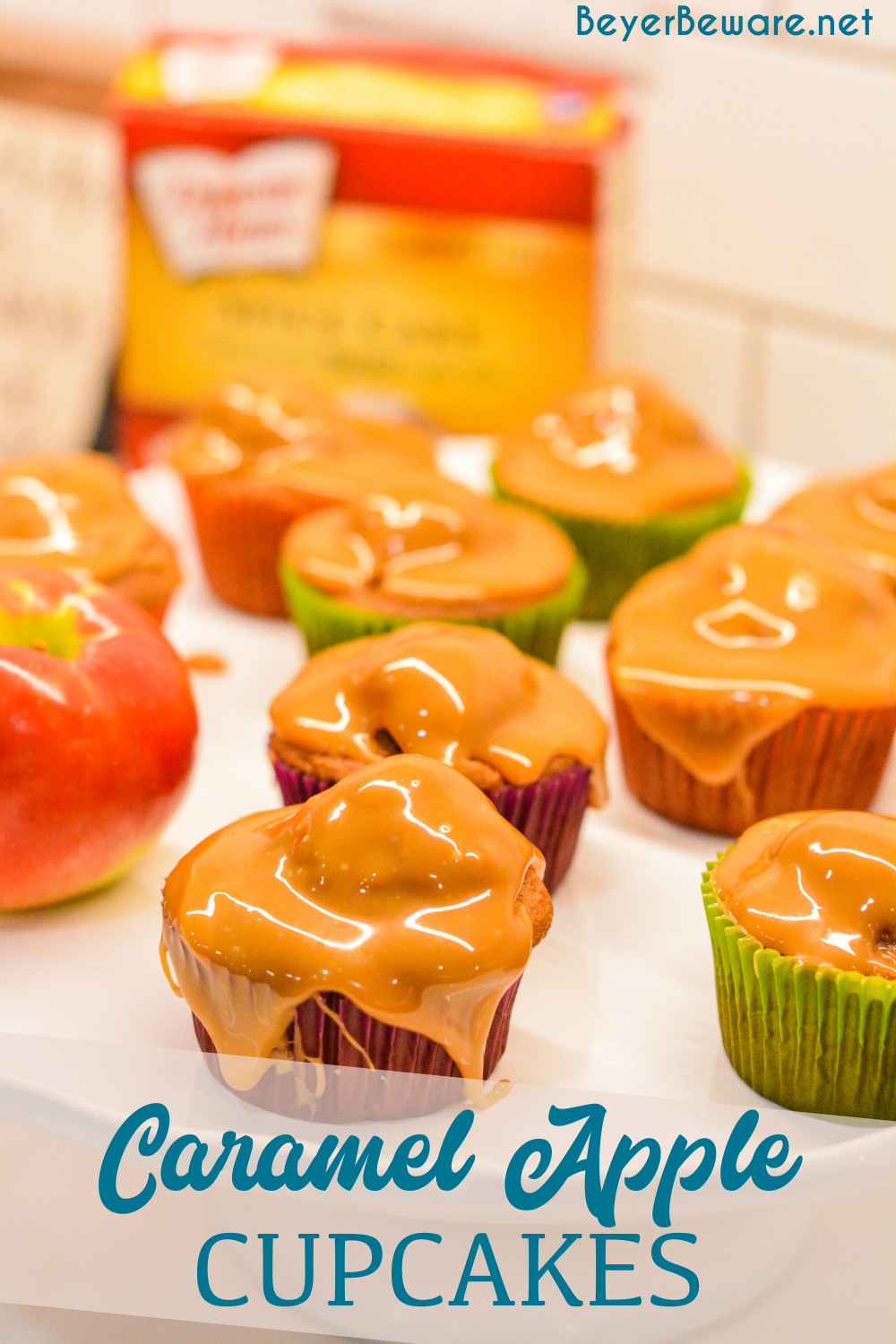 Caramel Apple Cupcakes recipe is a semi-homemade cupcake that combines a spice cake mix with fresh apple and a caramel topping for the cake version of caramel apple.