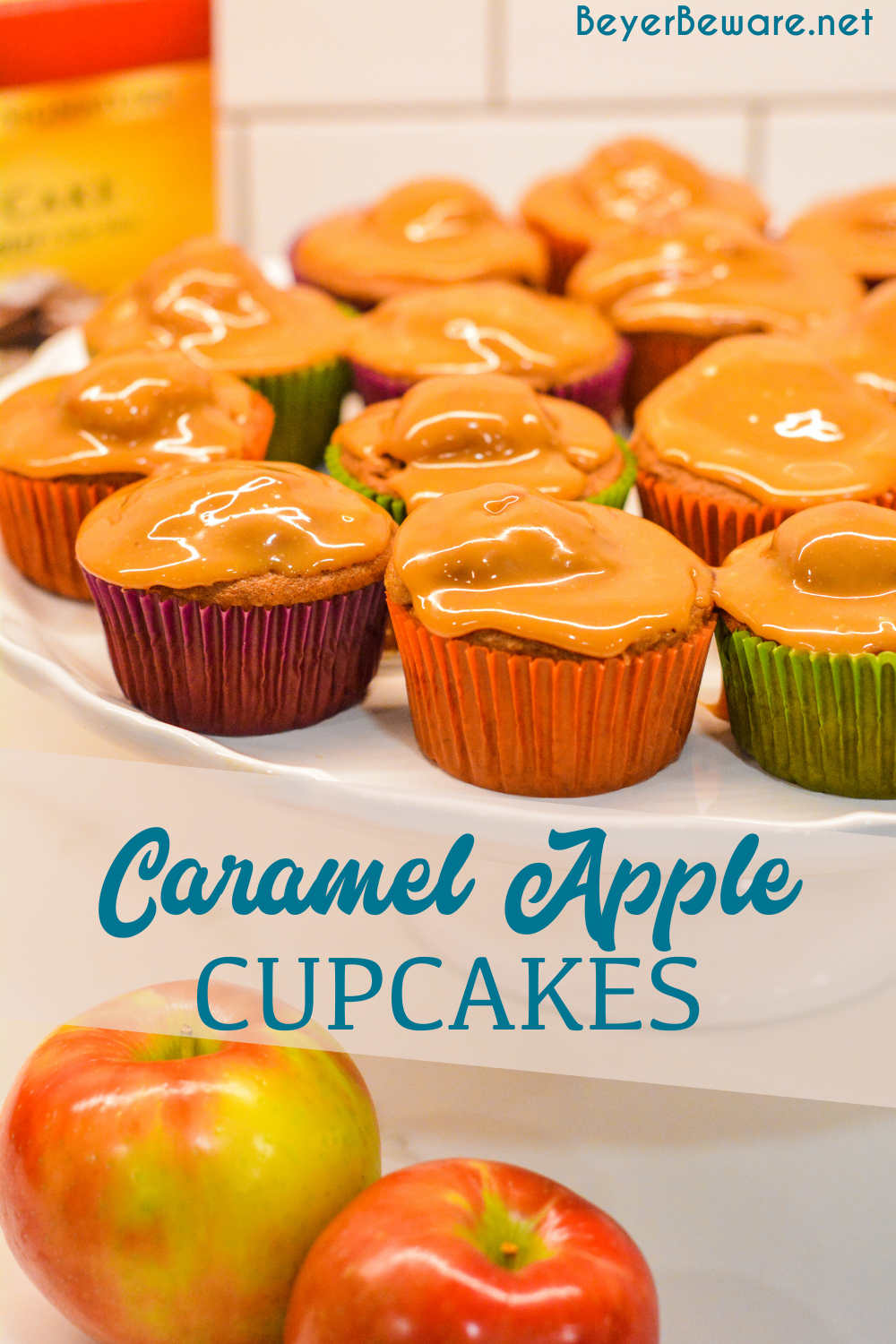 Caramel Apple Cupcakes recipe is a semi-homemade cupcake that combines a spice cake mix with fresh apple and a caramel topping for the cake version of caramel apple.