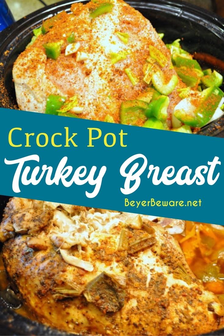 This crock pot turkey breast recipe is a great alternative to a whole turkey or chicken and fits much better in the crock pot. No reason to take up all that oven space with a turkey if a turkey breast is enough to feed your whole family. This is also a great recipe for a whole chicken in the crock pot.