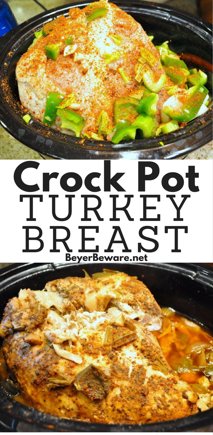 This crock pot turkey breast recipe is a great alternative to a whole turkey or chicken and fits much better in the crock pot.