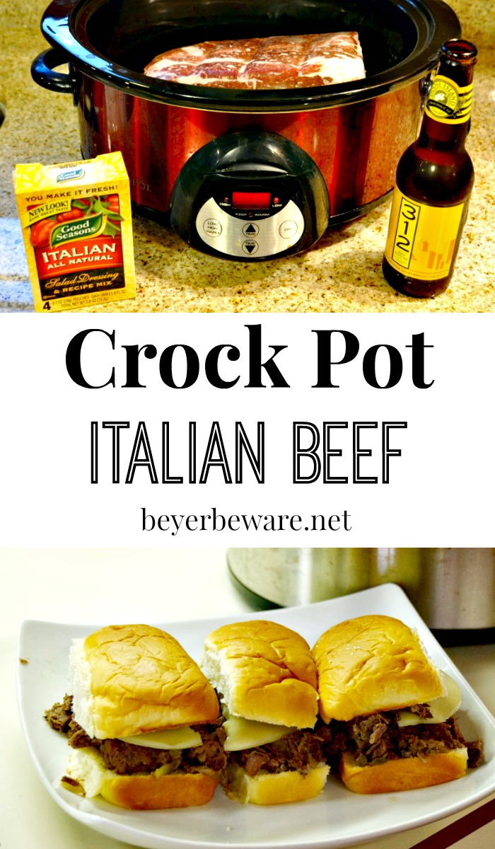 My go-to meal during a busy week is this Crock Pot Italian Beef recipe. Everyone loves Italian beef sandwiches and even eat leftovers during the week.