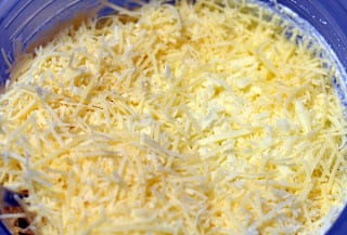 shredded mozzarella and the shredded Parmesa