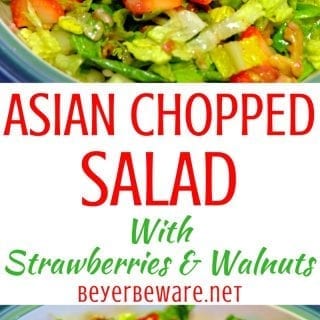 This Asian Chopped Salad with berries recipe is full of sweet and spice with just enough tanginess thanks to the combinations of strawberries, spicy walnuts, and a mustard vinaigrette.
