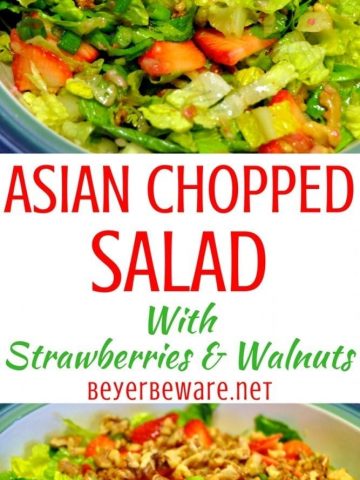 This Asian Chopped Salad with berries recipe is full of sweet and spice with just enough tanginess thanks to the combinations of strawberries, spicy walnuts, and a mustard vinaigrette.