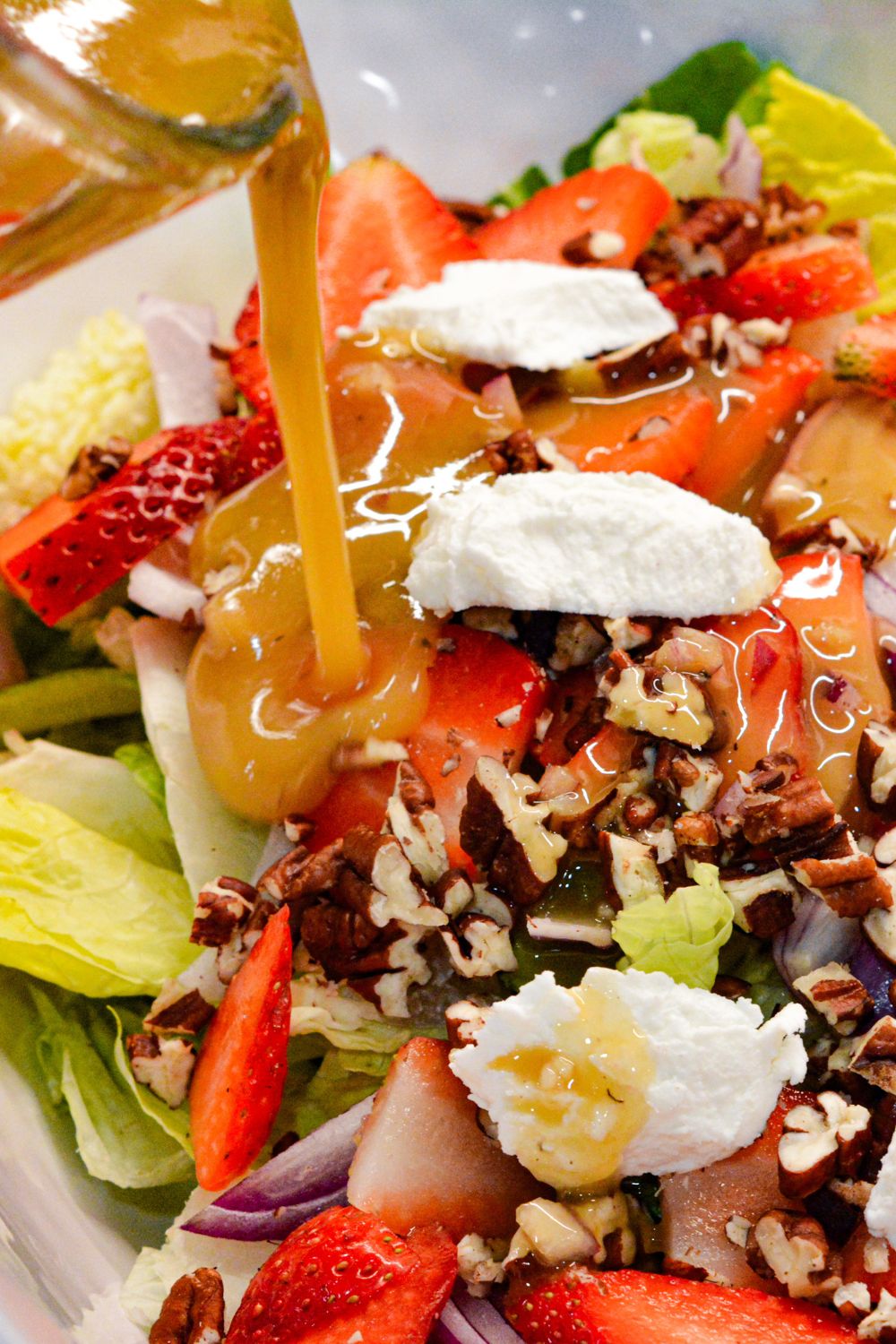 Drizzle the dressing over the salad and toss until everything is evenly coated. Top with wonton strips or chopped peanuts for a bit of crunch.
