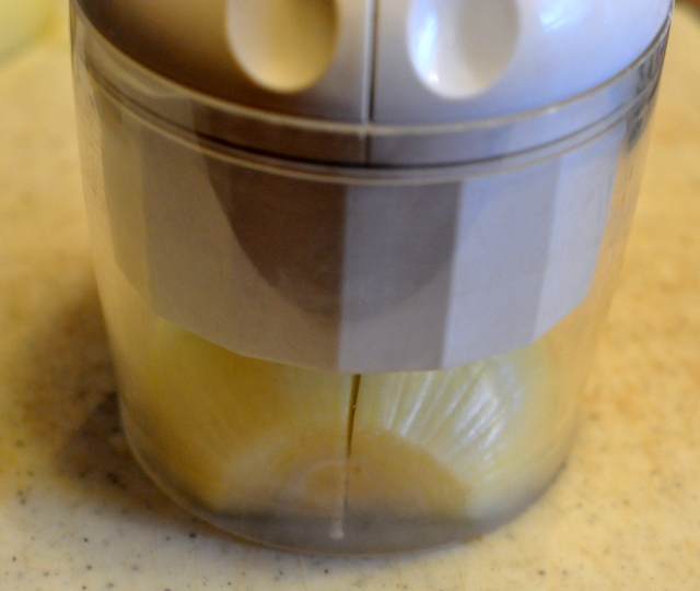 Mincing onions with Pampered Chef Chopper
