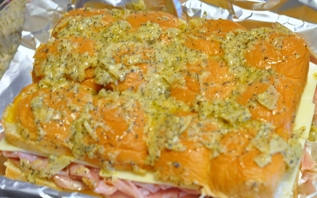 onions and butter spread over ham sammies onions and butter spread over ham sammies