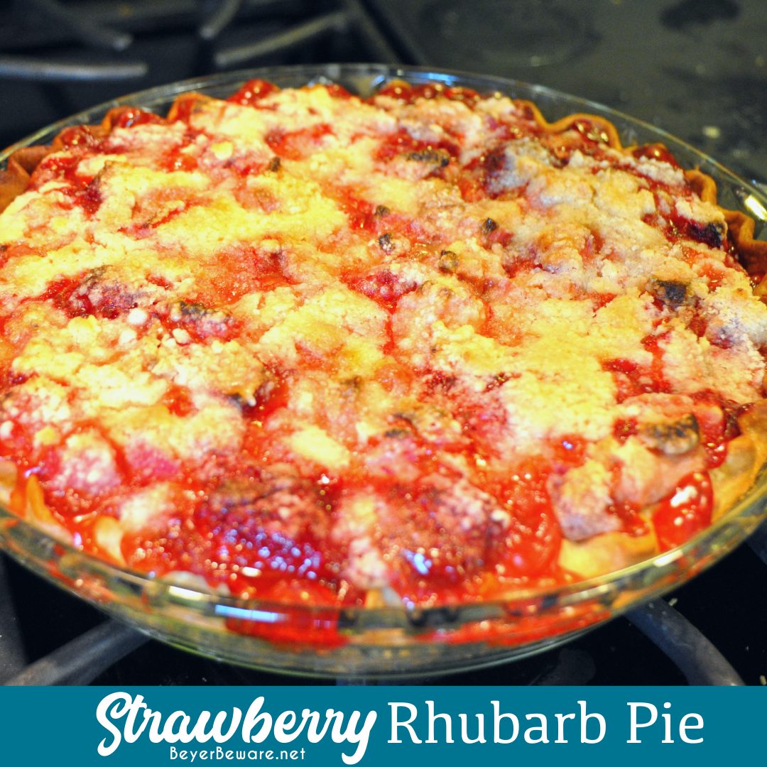 Strawberry rhubarb pie is a phenomenon in the spring and early summer in the midwest and this crumb topped version of the sweet and tart pie is so easy to make.