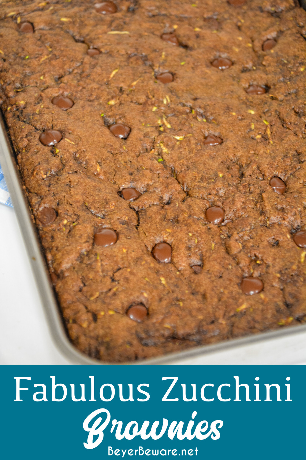 Fabulous zucchini brownies are a simple homemade brownie recipe made with shredded zucchini that is also egg-free to create a fudgy brownie treat with fresh zucchini.