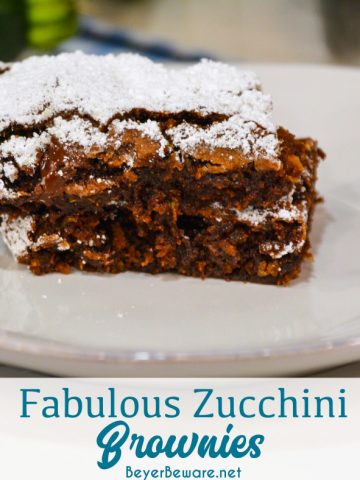 Fabulous zucchini brownies are a simple homemade brownie recipe made with shredded zucchini that is also egg-free to create a fudgy brownie treat with fresh zucchini.