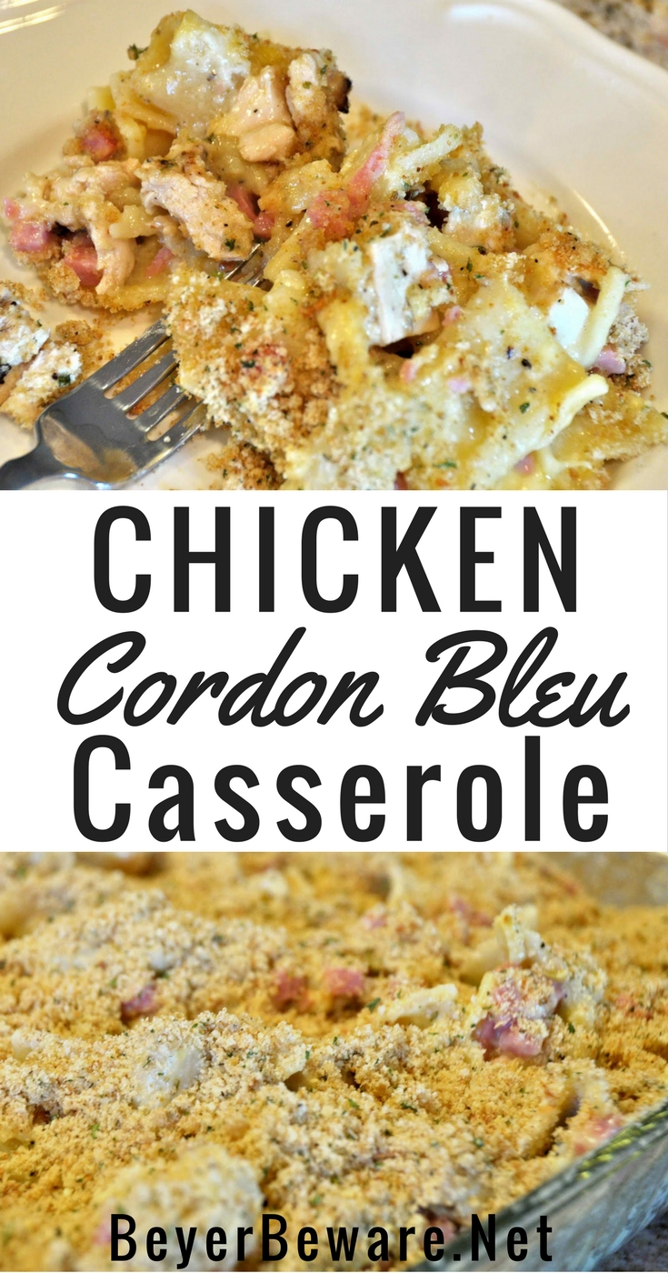 Chicken cordon bleu casserole recipe is a creamy, chicken casserole that is a great way to use leftover chicken and will be an easy dinner recipe.