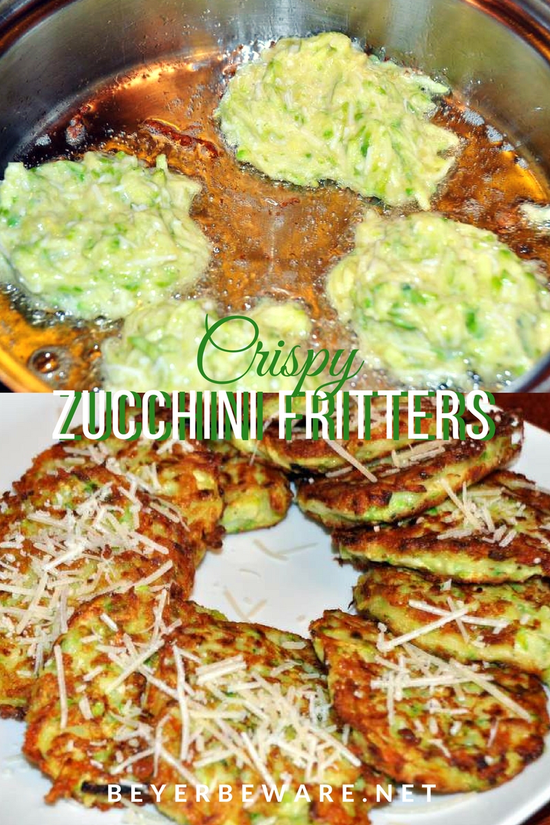 These crispy zucchini fritters are a simple recipe that is a great way to use zucchini and a lower carb alternative to potato pancakes.