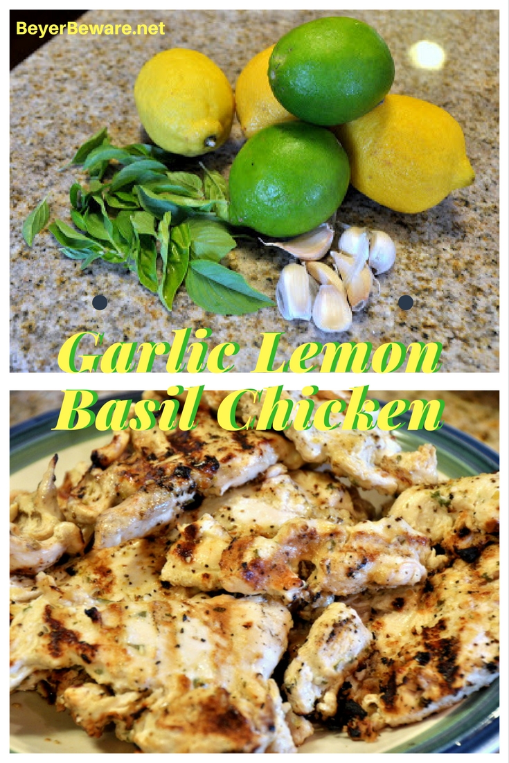 In the heat of the summer never beats the fresh flavors of lemon and basil. One of my favorite grilled chicken recipes is this garlic lemon basil chicken.
