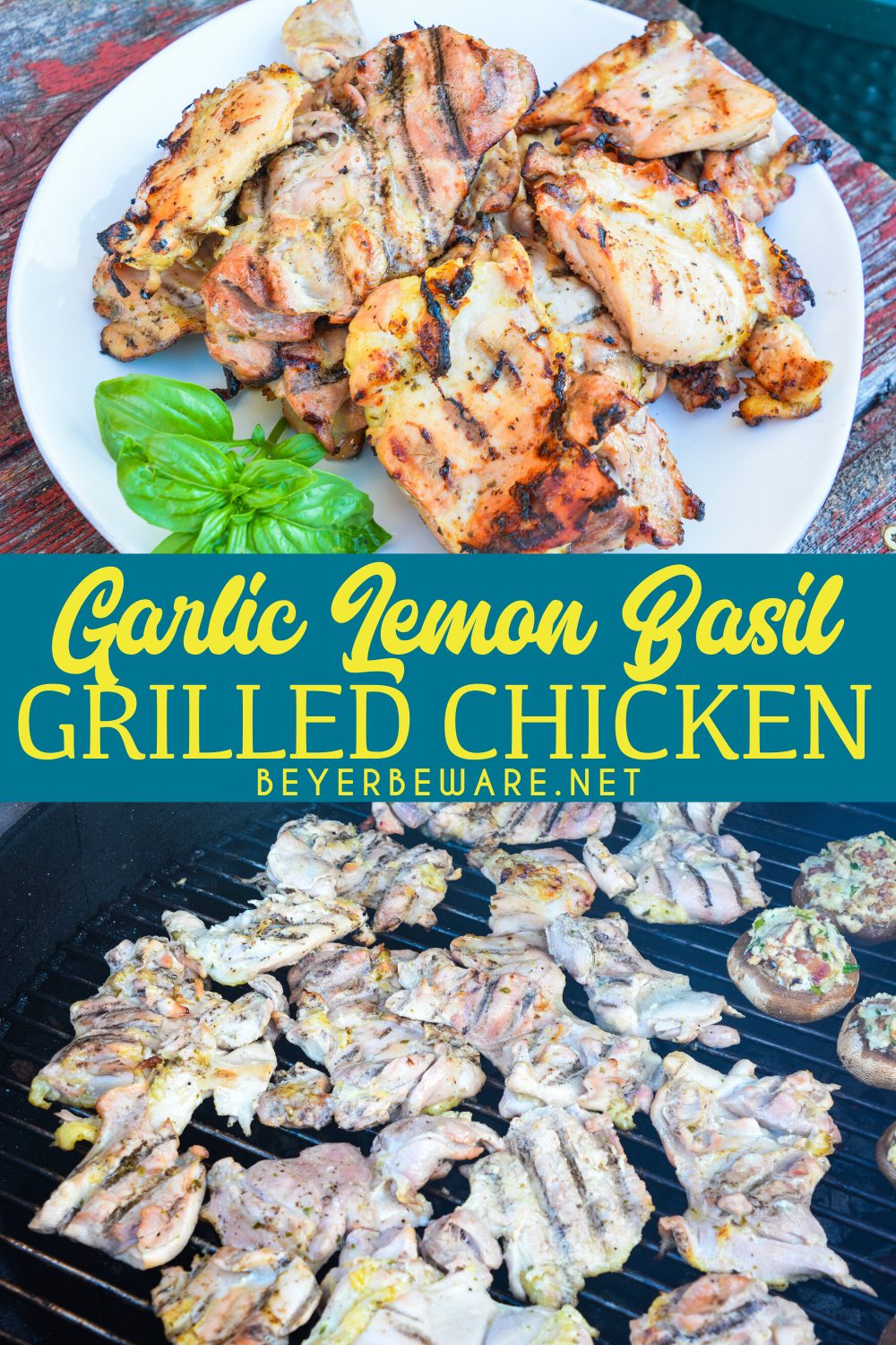 Garlic Lemon Basil Grilled Chicken is the perfect summer dinner idea. The marinade is made with white wine, lemon, limes, mustard, garlic, and basil. 