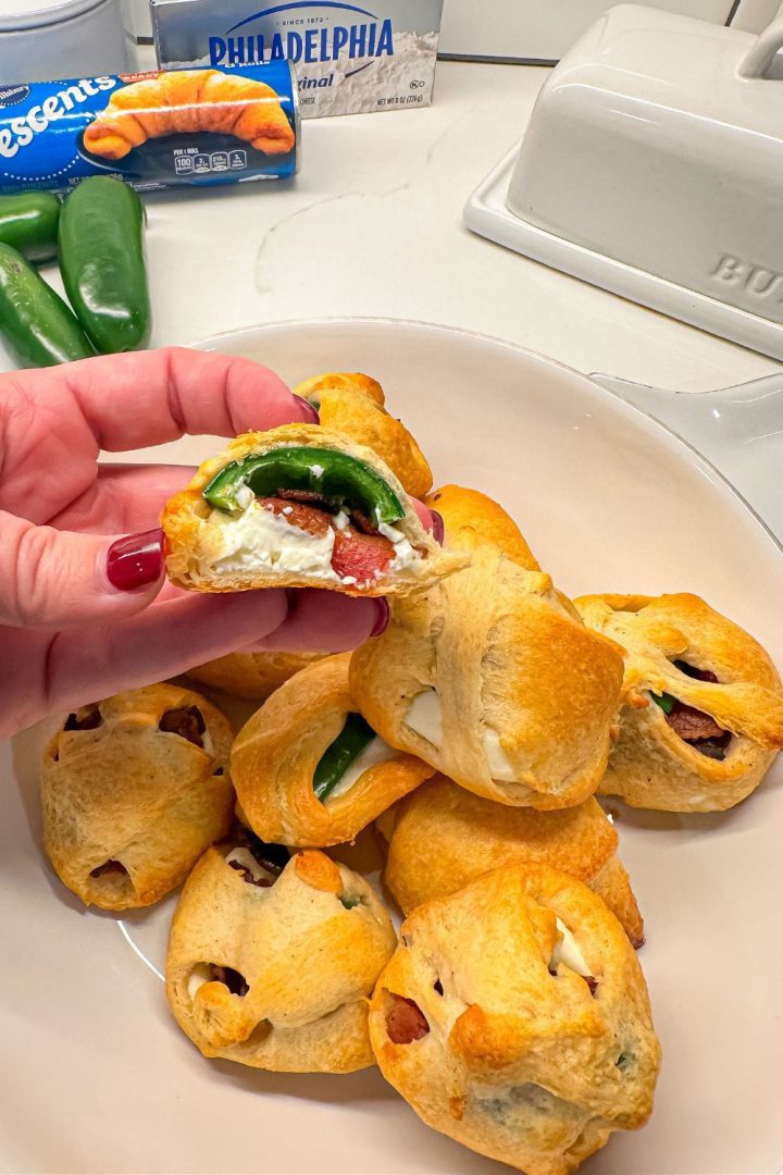 This unique jalapeño  popper recipe is just four ingredients - crescent rolls, cream cheese, bacon, and jalapeños.