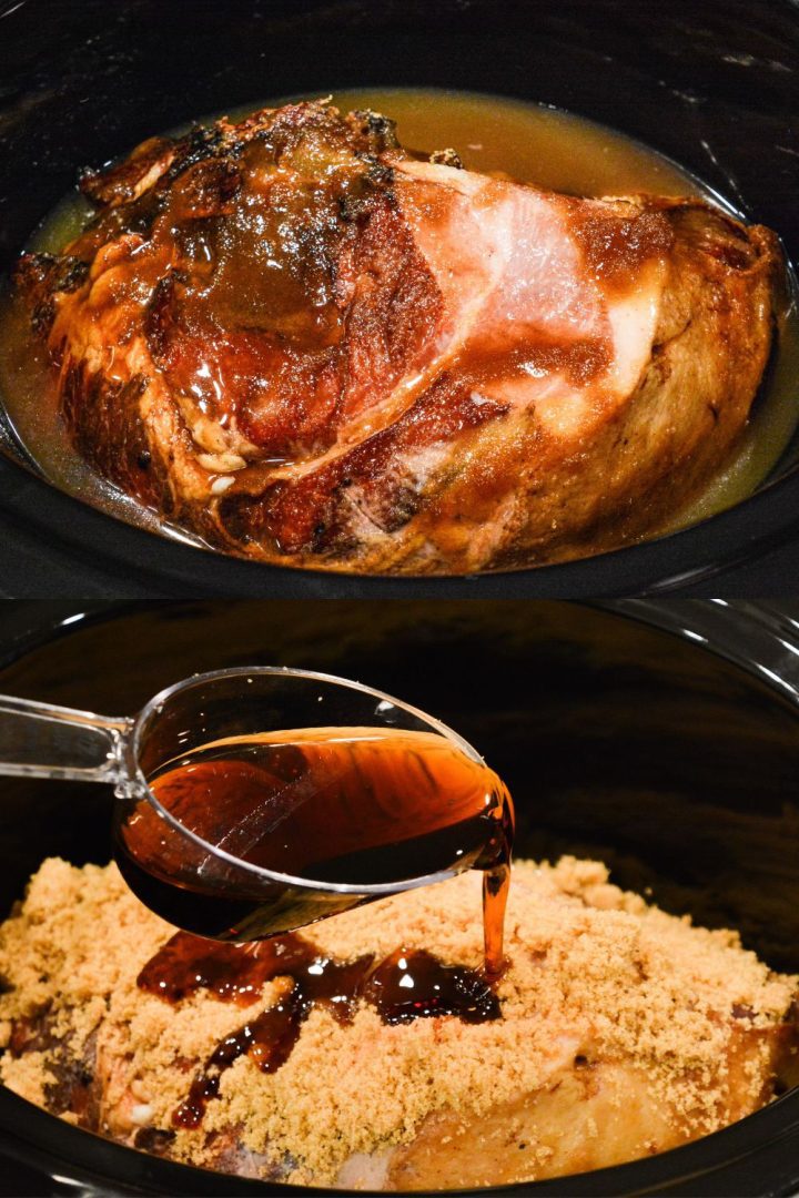 Crock Pot Holiday Ham is slow cooked in brown sugar, maple syrup, and pineapple juice making this crock pot maple ham perfect for the Thanksgiving or Christmas dinner table.