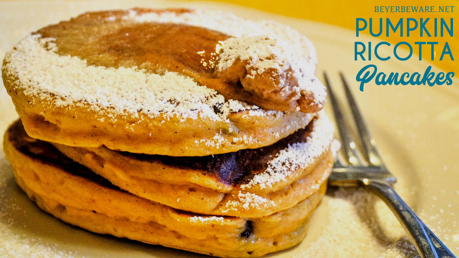 Pumpkin ricotta pancakes are a fluffy, pancake with all the fall flavors with both real pumpkin and ricotta in the batter with lots of fall spices. Add chocolate chips to make them even more decadent.