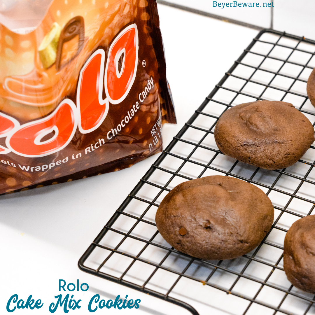 Rolo cake mix cookies are a simple cake mix cookie recipe with a caramel center from a Rolo candy made with just 4 ingredients.