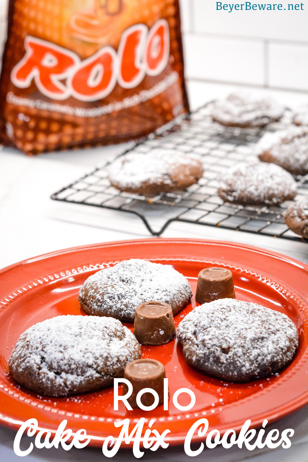 Rolo cake mix cookies are a simple cake mix cookie recipe with a caramel center from a Rolo candy made with just 4 ingredients.