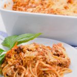 For a twist to the normal spaghetti and meatballs, try this creamy, 3 cheese baked spaghetti recipe on a quick weeknight dinner.