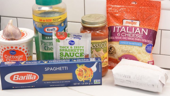 3 cheese baked spaghetti ingredients 