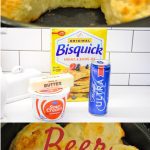 This beer biscuit recipe is very similar to 7-Up biscuits and is an easy 4-Ingredient drop biscuit recipe that is baked in melted butter to form a butter crust bottom.