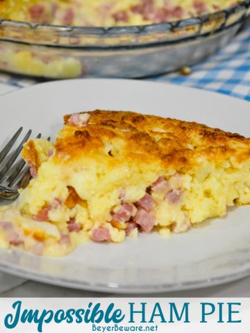 Impossible ham and swiss pie is a simple recipe to make with leftover ham and biscuit mix for an easy weeknight dinner.