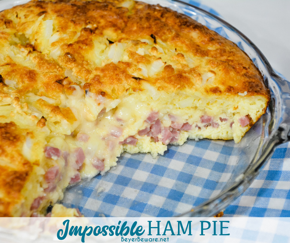 Impossible ham and swiss pie is a simple recipe to make with leftover ham and biscuit mix for an easy weeknight dinner.