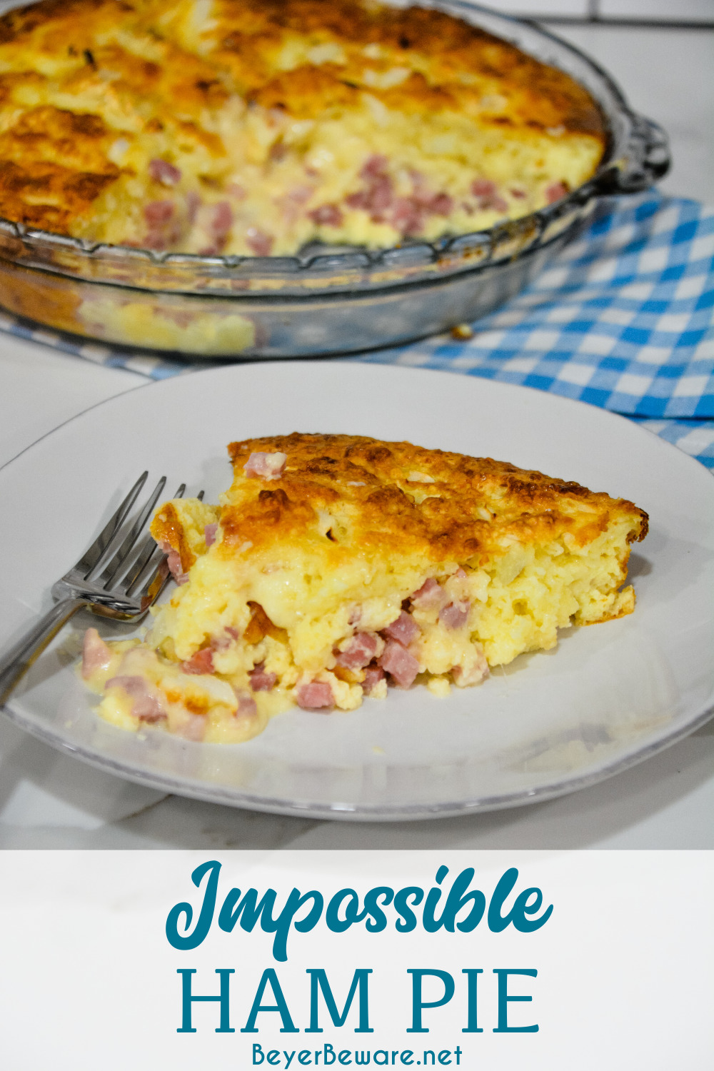 Impossible ham and swiss pie is a simple recipe to make with leftover ham and biscuit mix for an easy weeknight dinner.