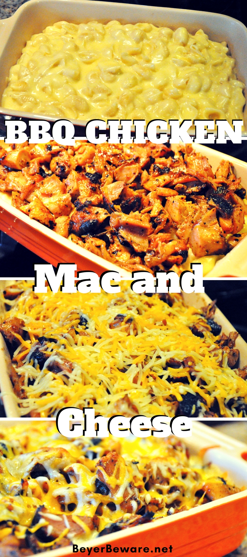 BBQ chicken mac and cheese is a great way to use leftover grilled BBQ chicken with cheesy macaroni for a quick go-to weeknight meal.