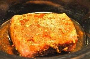 pork loin with garlic rub in the crock pot