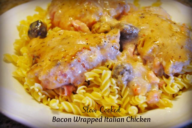 Crock Pot bacon wrapped Italian chicken is a creamy, tender crock pot chicken recipe full of rich flavors with a creamy sauce that is perfect served over pasta.