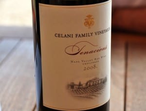 A bottle of Celani Family Winery Tenacious