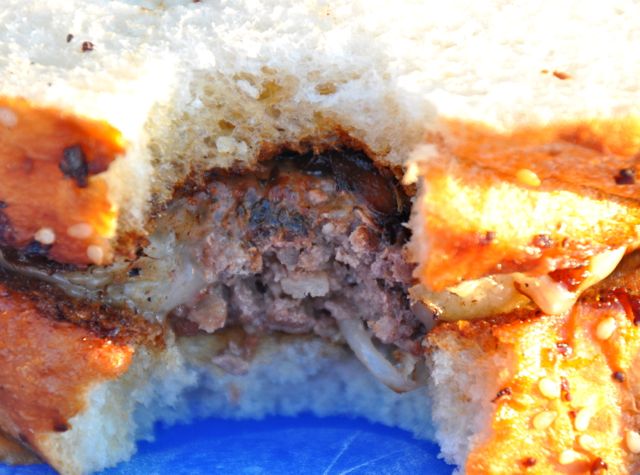 Bite of french onion burger bite of burger