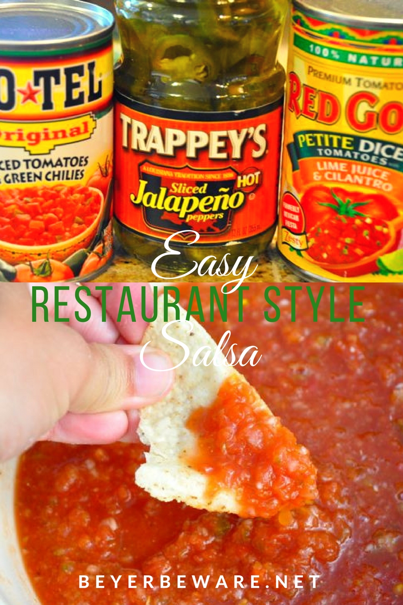 This quick and easy restaurant style salsa is a quick and easy salsa recipe you can make any time of the year for the best salsa right at home.