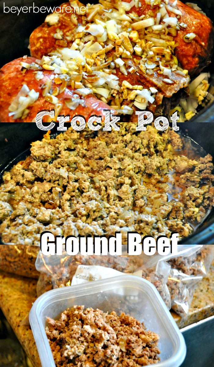 If you want quick weeknight meals learn how to prep for the week by making all your ground beef in the crock pot so it is ready to go.