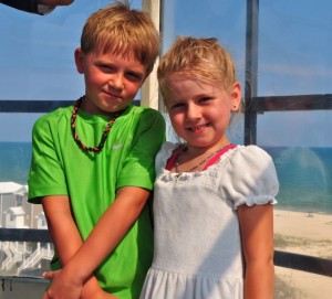 kids at the top of the lighthouse