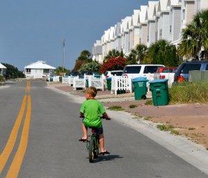 Boy riding his bike on SGI