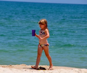 girl walking on the beach