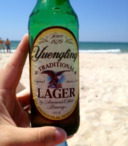 Yuengling beer on the beach