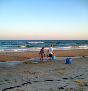 kids walking on the beach