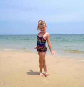 posing on the beach