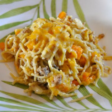 Baked cheesy beef spaghetti