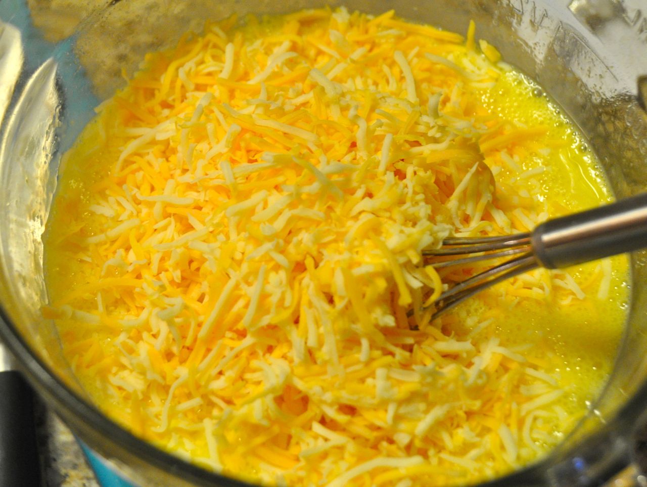 cheese combined to egg mixture