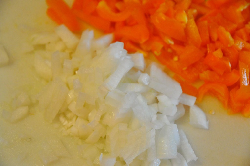 diced onions and peppers