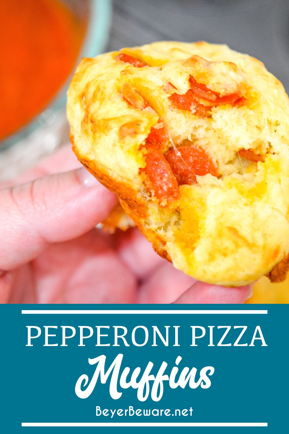 Pepperoni pizza muffins is a simple recipe made with lots of biscuit mix, pepperoni and cheese are a great lunch, dinner on the go or even pizza snack.