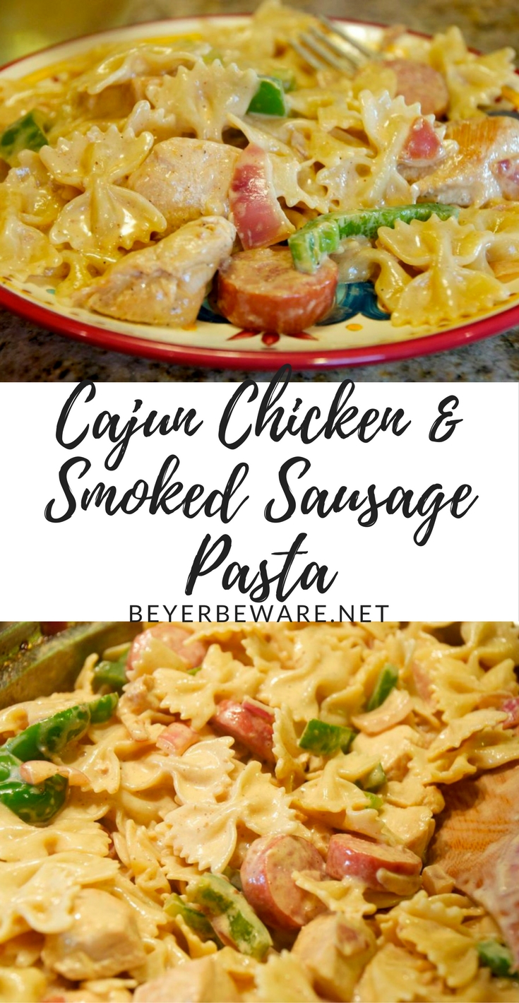 This Cajun chicken and smoked sausage pasta recipe is a quick and easy weeknight meal. The bonus, you need to open a bottle of wine to make the dish!!